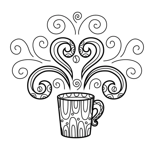 Kaffeebecher mit abstraktem Muster zentangle, Muster. Hand — Stockvektor