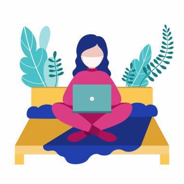 Evden yapılan çalışmalar, COVID-19 Coronavirüs yüzünden karantina sırasında serbest çalışma. . 