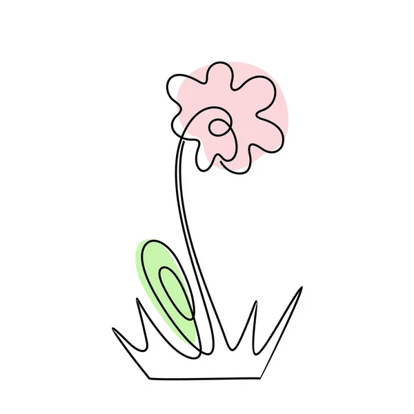 Dessin Linéaire Continu Une Fleur Dans Style Minimaliste Avec Des — Image vectorielle