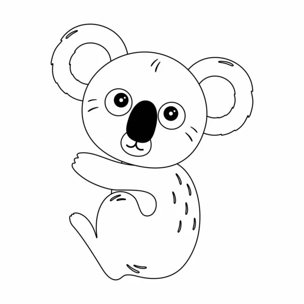Linear Drawing Animal Koala Children Educational Decorate — Stock Vector