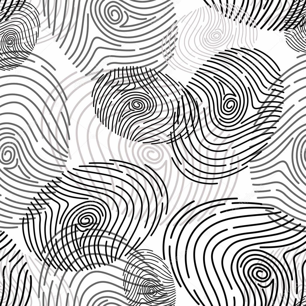 Seamless pattern with fingerprints on a white background. 