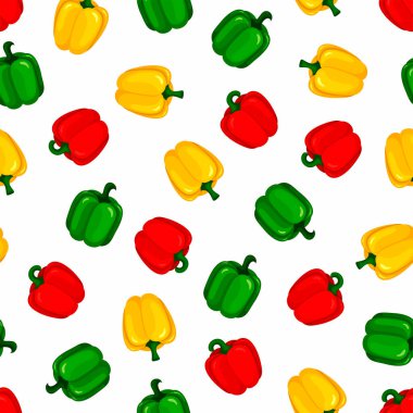 Beyaz arka planda renkli dolma biberli kusursuz desen.. 