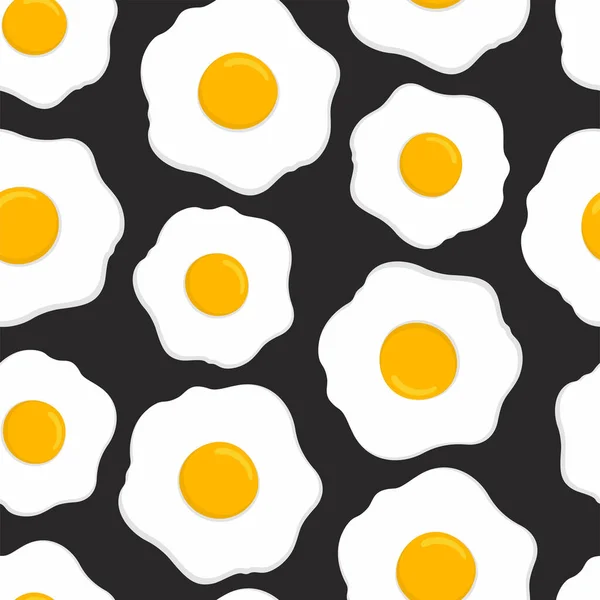 Patrón Sin Costuras Con Huevos Fritos Sobre Fondo Oscuro — Vector de stock