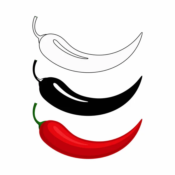 Hot Chili Pepper Color Black Linear Icon — 스톡 벡터