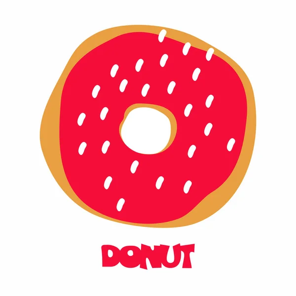 Donut Doodle Stijl Witte Achtergrond — Stockvector