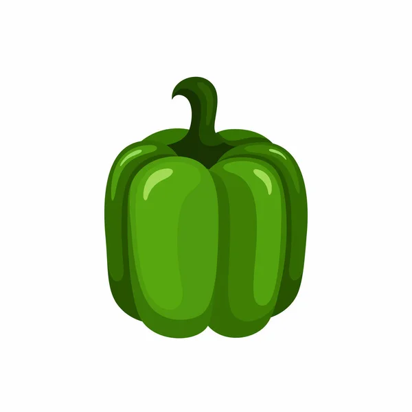 Zelená Šťavnatá Paprika Plochém Stylu — Stockový vektor