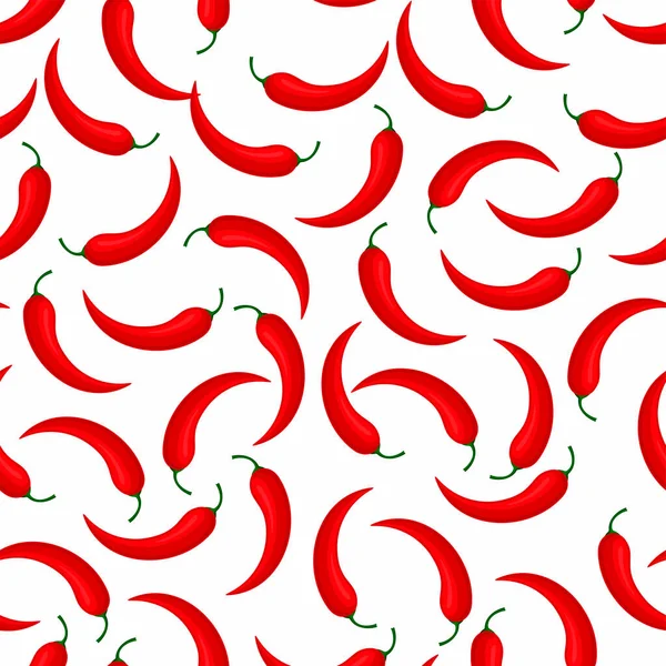 Nahtloses Muster Mit Chilischoten Auf Weißem Hintergrund — Stockvektor