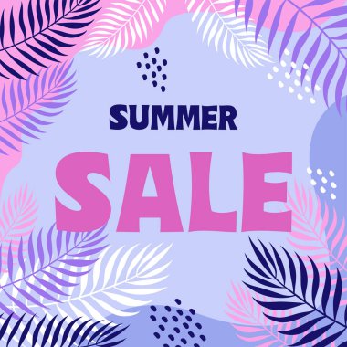 Sosyal ağlarda reklam içeriği için yazlık satışı olan tropikal bir zemin. 