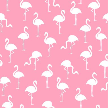 Kusursuz pembe bir arkaplan ve kuş silueti bir Flamingo..