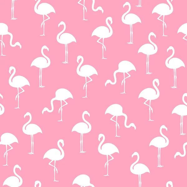 Бесшовный Розовый Фон Изображением Силуэтов Птиц Фламинго — стоковый вектор