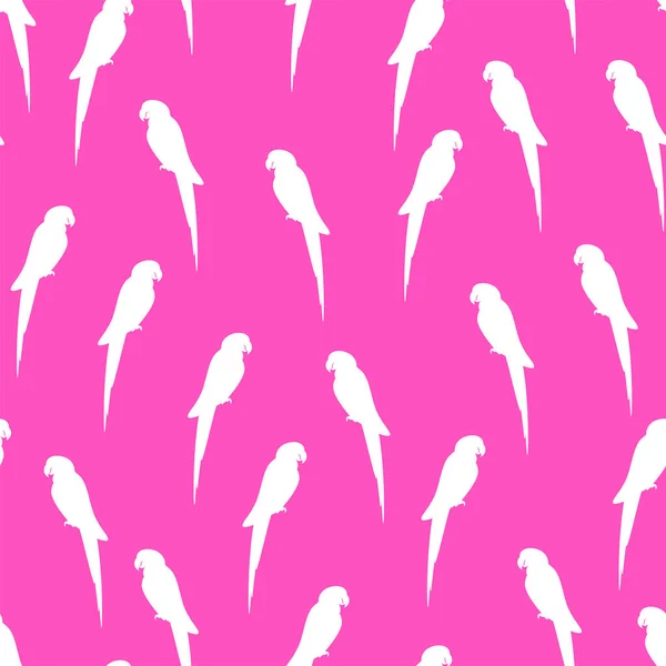 Seamless Pink Background White Parrots – Stock-vektor