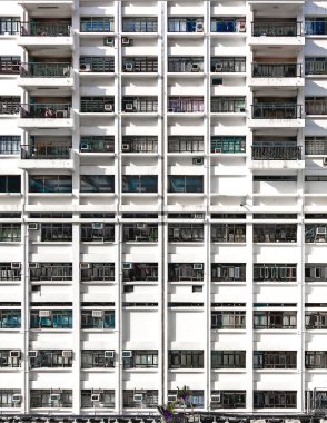 Dystopian Style Yoğun Izgara Yükseliş Konut Binası Kowloon, Hong Kong
