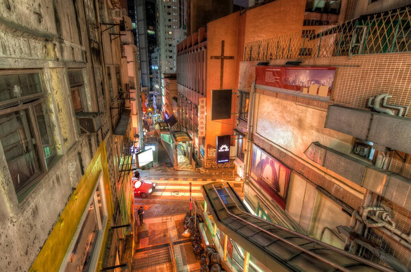 Гонконг - 06 сентября 2016 года - Уголок улиц Элгин и Шелли в районе Сено, Гонконг
