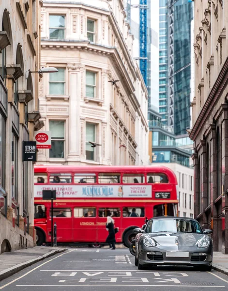 Londýn Března 2019 Red Bus Central London Street Scene Londýn — Stock fotografie