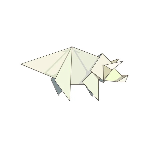 Dispozici Roztomilý Origami Triceratops Bílém Izolovaném Pozadí Jako Vektorová Ilustrace — Stockový vektor