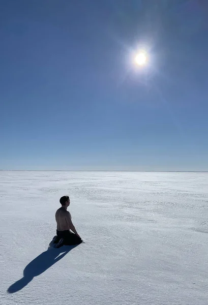 man\'s meditation at the North pole