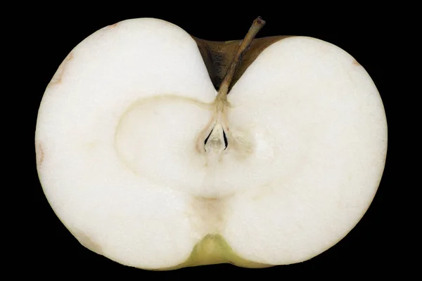 Богатирське Яблуко Секції Чорному Тлі — стокове фото