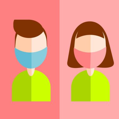 Maske takan Çinlilerin çizim vektörü. Sağlık servisi reklamları için mükemmel. düz dizayn