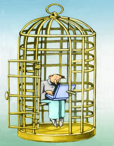 Rester dans une cage distraite — Photo