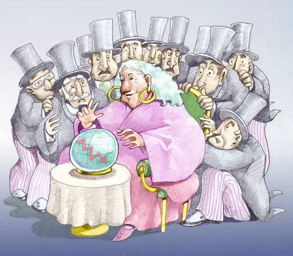 Ekonomik tahminler politik karikatür — Stok fotoğraf