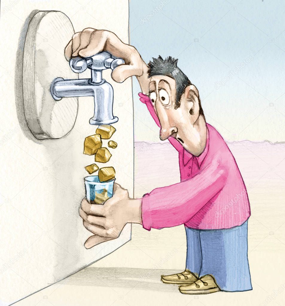 potable water enviromental concept cartoon