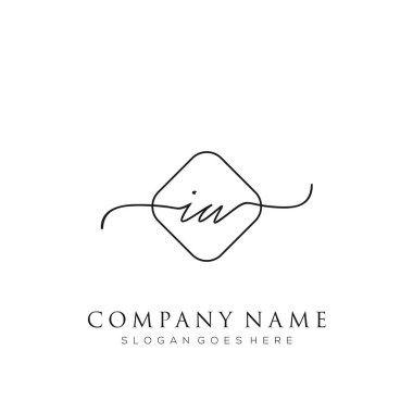 IW ilk logo imza vektörü el yazısı konsept logo şablonu