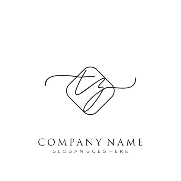 Logotipo Inicial Firma Vector Escritura Mano Concepto Logotipo Plantilla — Vector de stock