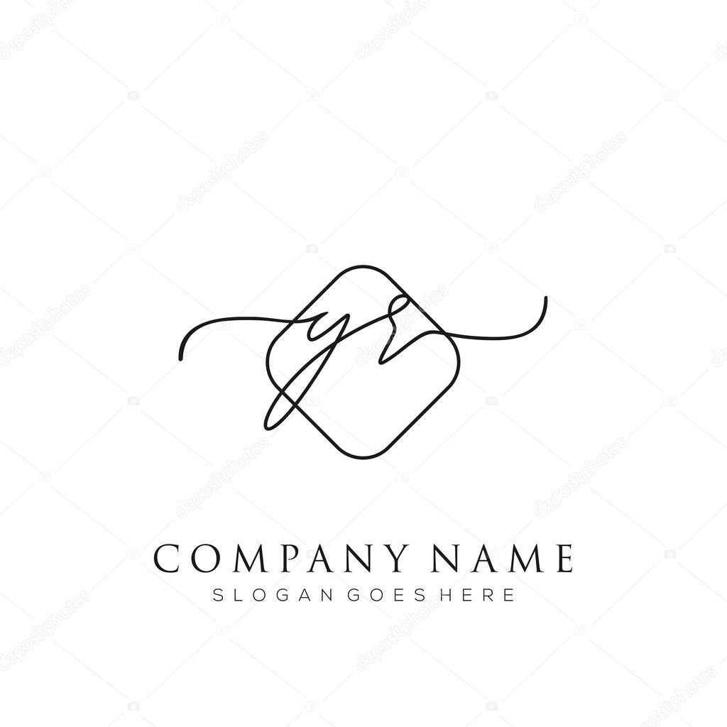 YR initial logo signature vector Handwriting concept logo template