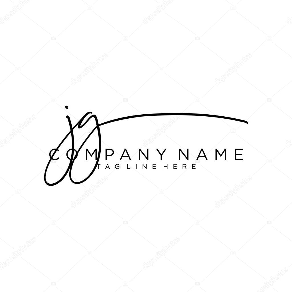 Initial letter JG Signature handwriting Logo Vector