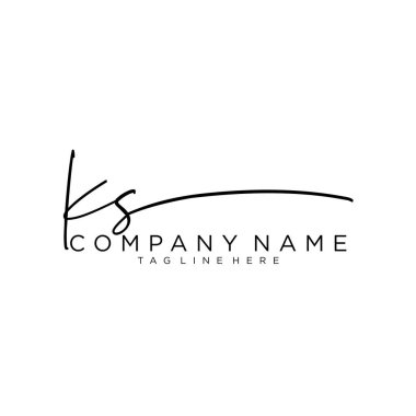 Initial letter KS Signature handwriting Logo Vector clipart