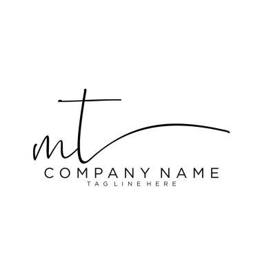 İlk harf MT İmza El yazısı Logo Vektörü