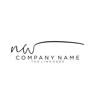 Initial letter NW Signature handwriting Logo Vector clipart