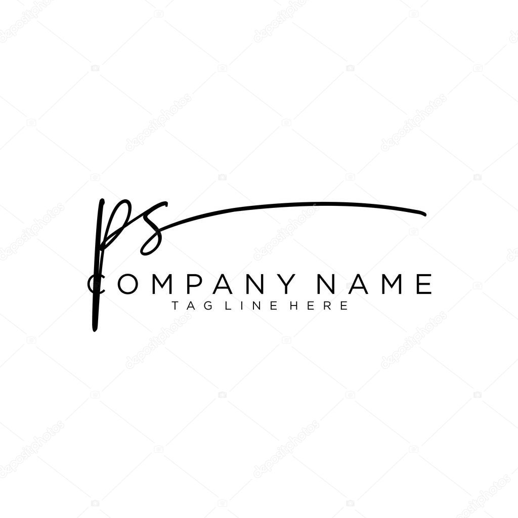 Initial letter PS Signature handwriting Logo Vector