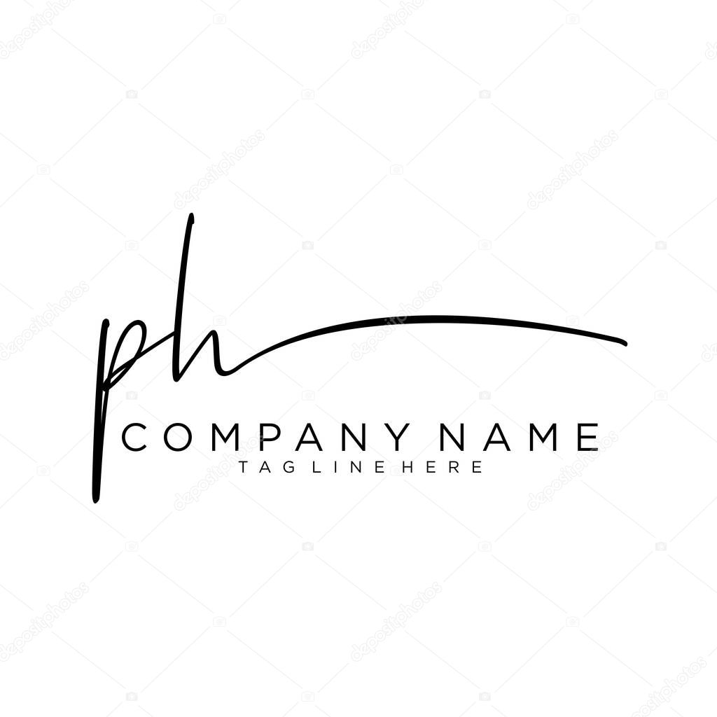 Initial letter PH Signature handwriting Logo Vector