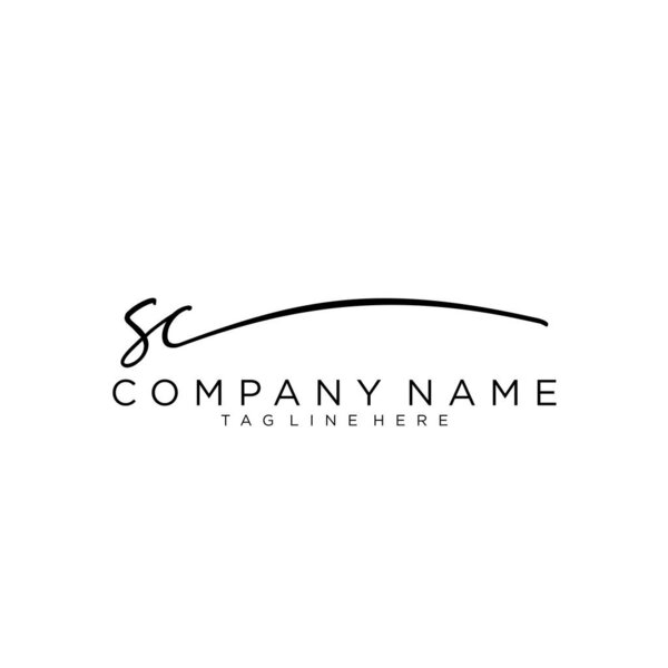 Initial letter SC Signature handwriting Logo Vector