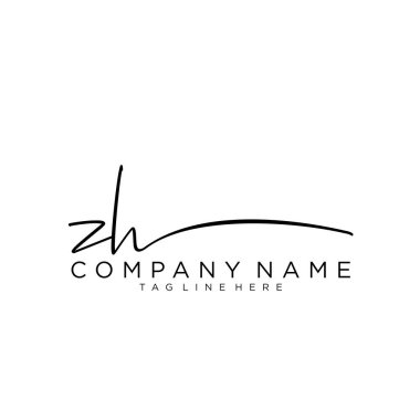 Initial letter ZH Signature handwriting Logo Vector clipart