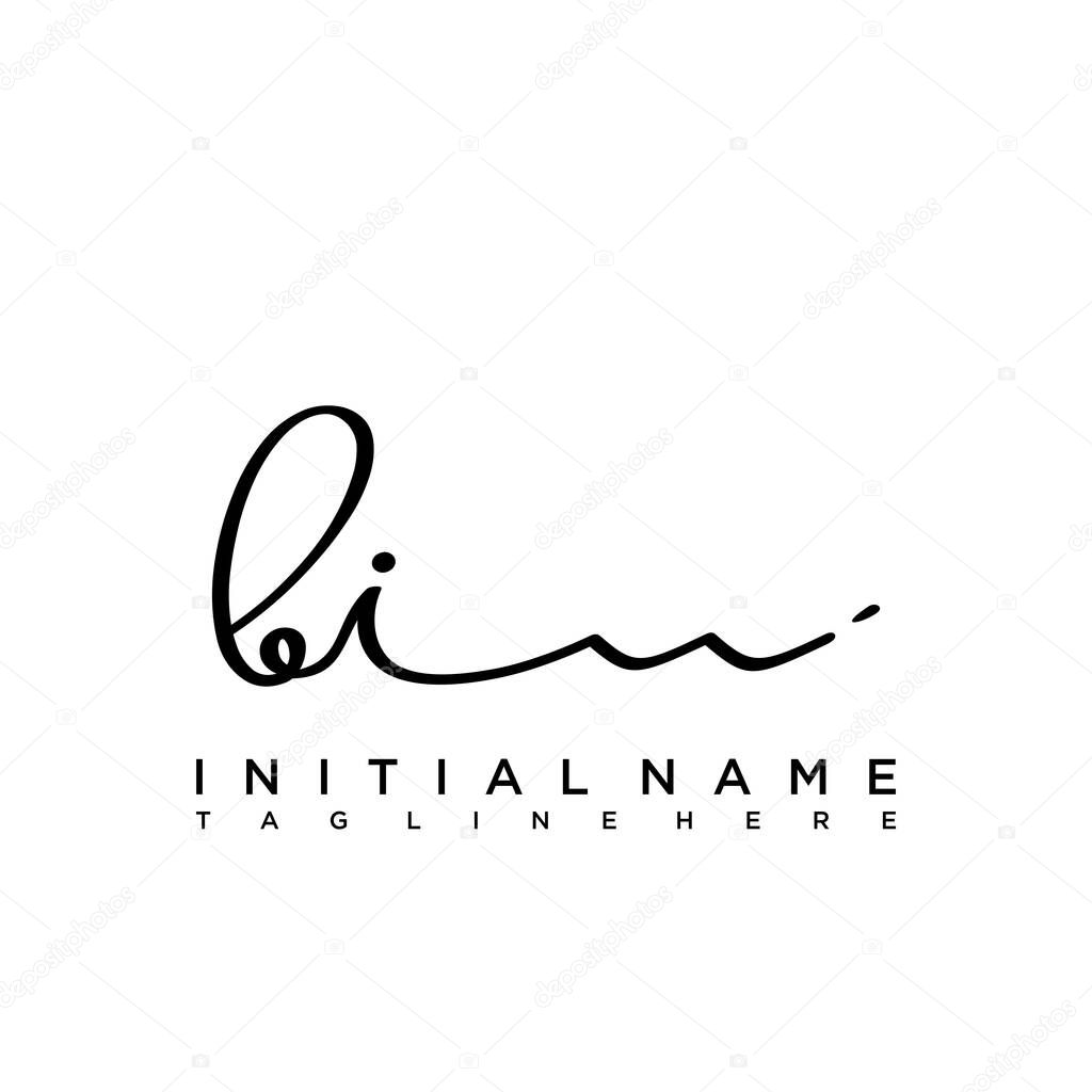 Initial letter BI Signature handwriting Logo Vector