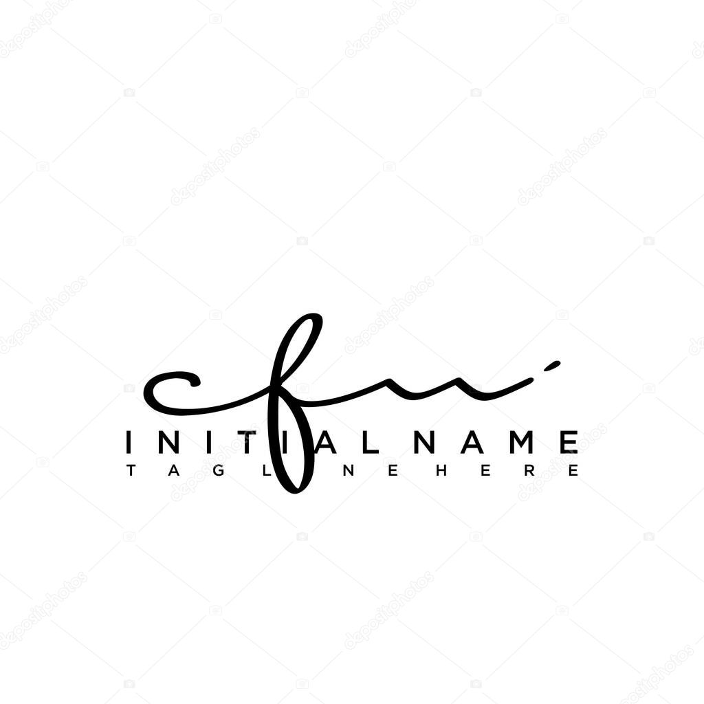 Initial letter CF Signature handwriting Logo Vector