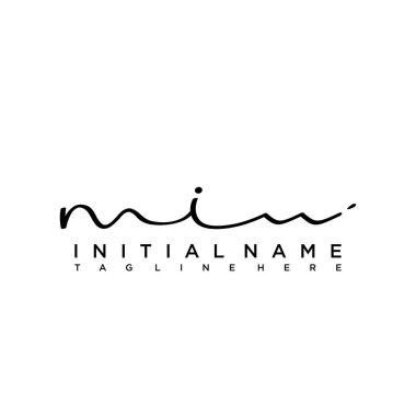 Initial letter MI Signature handwriting Logo Vector clipart