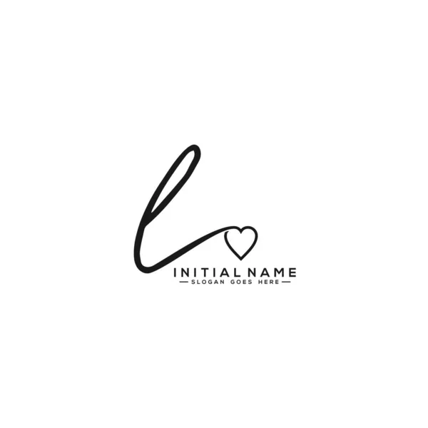 Initial Handwriting Logo Vector Love — Stock Vector