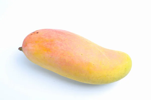 Gele Rijpe Mango Een Witte Achtergrond — Stockfoto