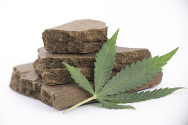 Blocks of hashish, a medical marijuana concentrate isolated with clipart