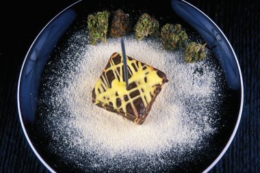 Marijuana edible - pot brownie plate clipart