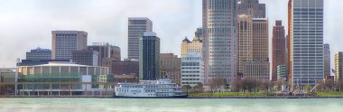Detroit, Mi - 8 Nisan 2017: Şehir Detroit panoramik manzaralı 