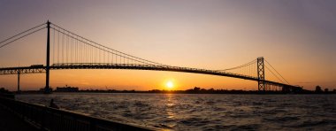 Büyükelçi köprü Windsor, Ontario bağlayan panoramik manzaralı 