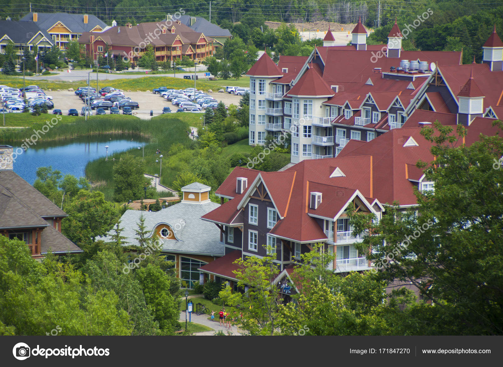 Blue Mountain resort and village during the summer in Collingwoo Stock