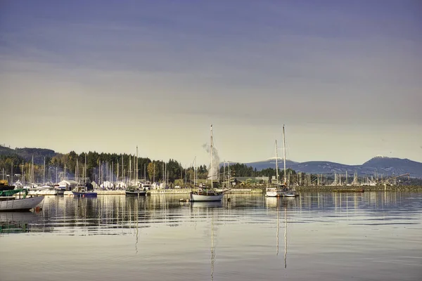 Vista del puerto deportivo Ladysmith al atardecer, tomada en la isla de Vancouver, B — Foto de Stock