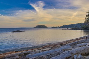 Gün batımında, Vancouver Nanaimo boyun noktası parkta görünümünden okyanus 