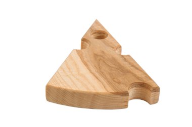 Beyaz arka planda peynir için ahşap tahta