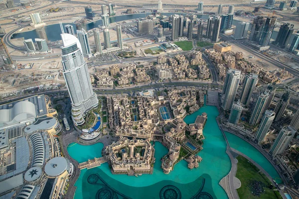 Vue Haut Dubaï Depuis Terrasse Observation Gratte Ciel Burj Khalifa Images De Stock Libres De Droits